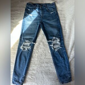 American Eagle Ripped Blue Skinny Jeans